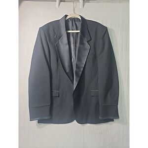 Oscar De La Renta Tuxedo Jacket Mens 46R Black 1‎ Button Front Unhemmed Sleeves